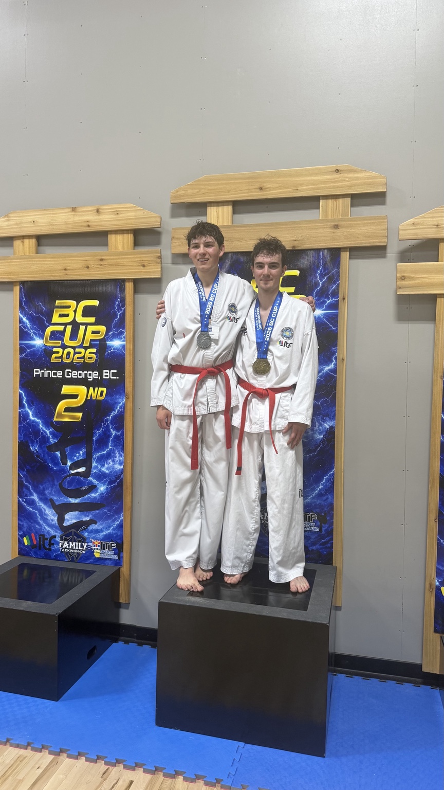 Impact students celebrating together on a competition podium